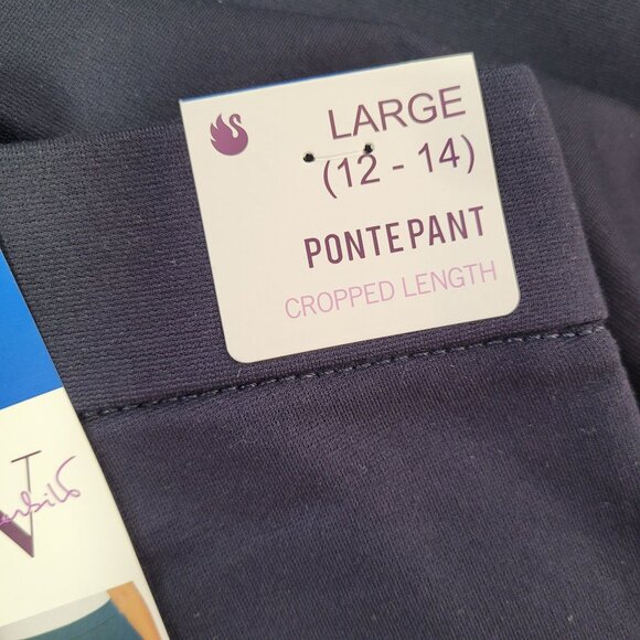 Gloria Vanderbilt Women Navy Cropped Ponte Pants With Tummy Control Panel Large - Picture 5 of 13